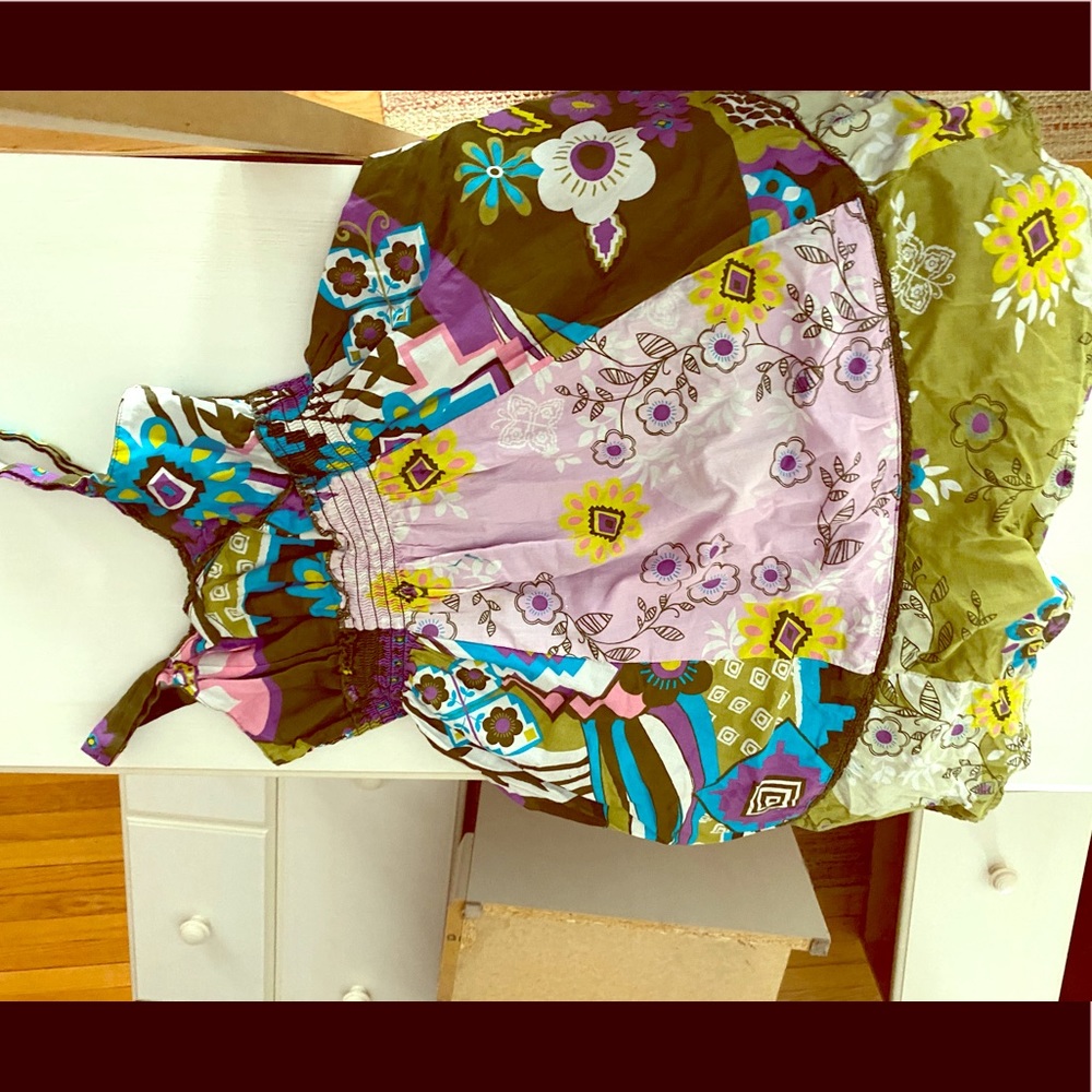 Purple and olive patterned dress size 6x/7